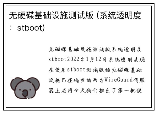 无硬碟基础设施测试版 (系统透明度：stboot) 